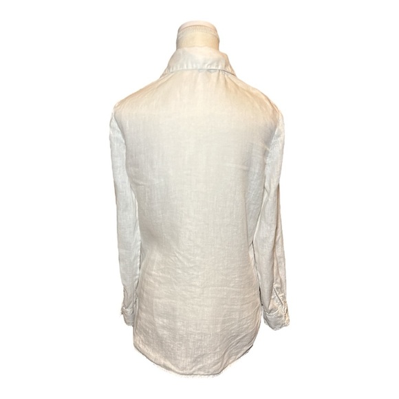 ZARA Oversized White Linen Button Down Shirt Sz XS Summer Lightweight Neutral - Picture 3 of 14